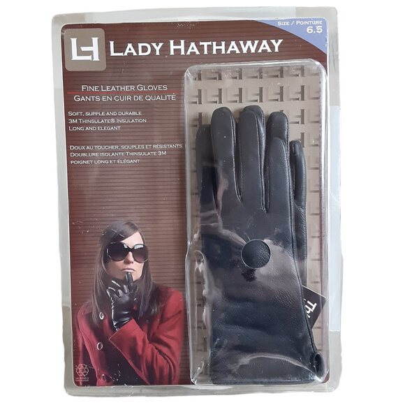 Lady Hathaway Ladies Fine Leather Gloves Size 6.5 3M Thinsulate Soft & Supple - Picture 1 of 2